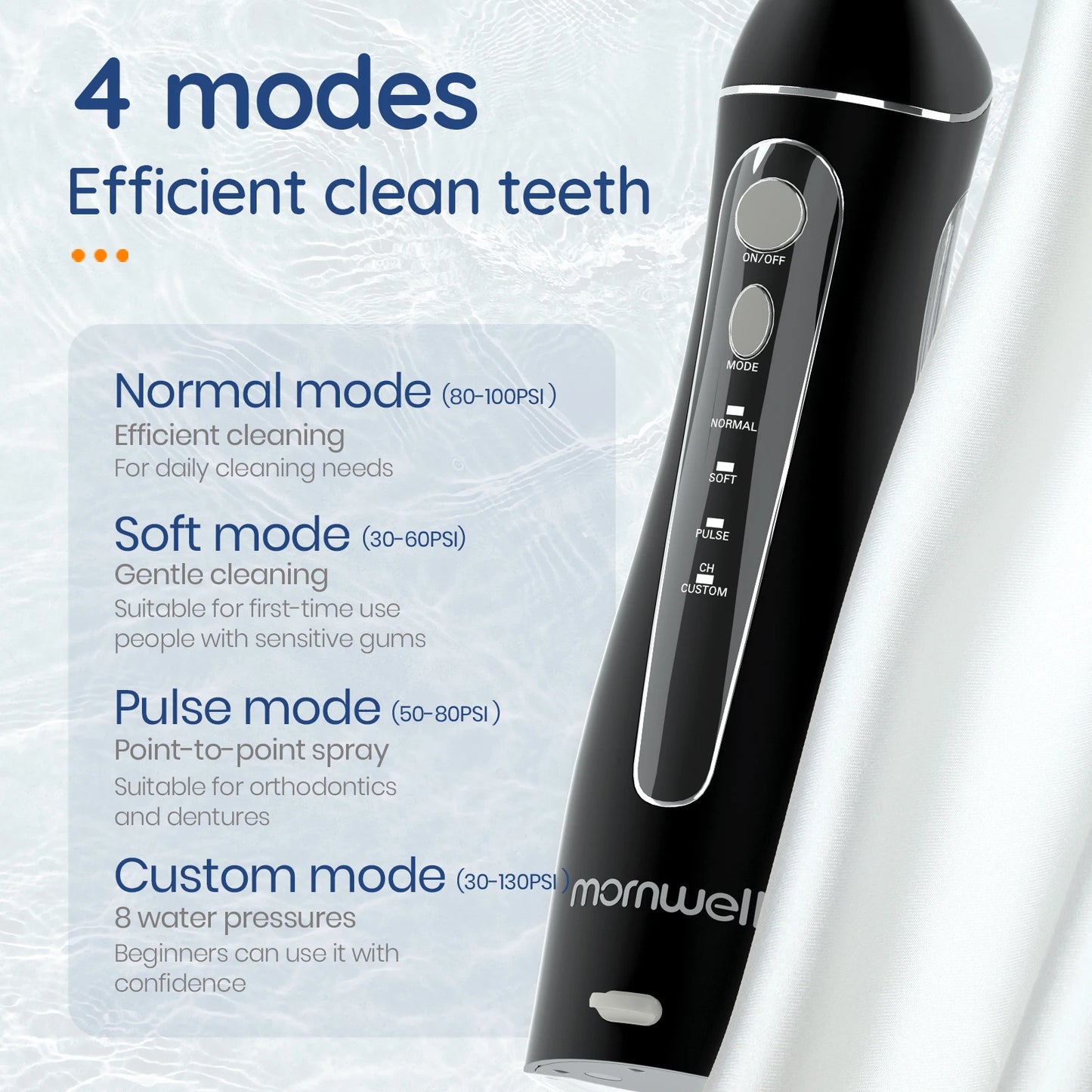 Portable Oral Irrigator F18 Water Flosser USB Rechargeable 4 Nozzles Dental Water Jet 200Ml Water Tank Waterproof